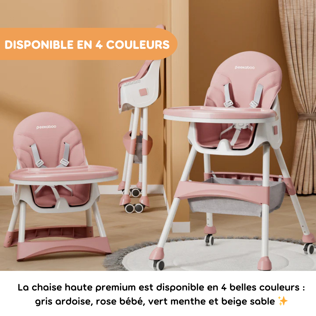 Peekaboo Premium Chaise haute confortable 2 en 1 Bébé Rose Âge – 6 mois à 4 ans