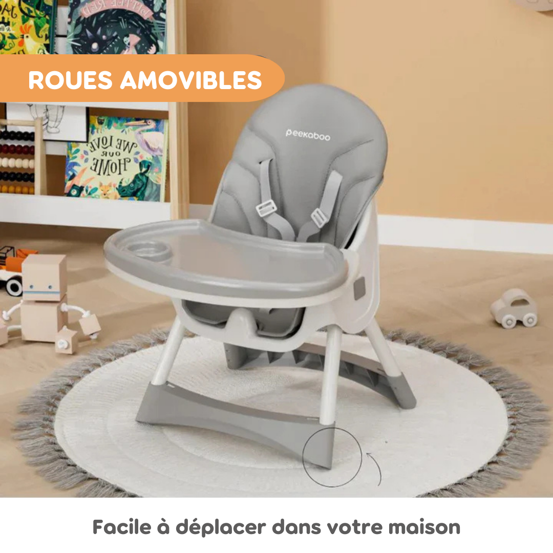 Peekaboo Premium Chaise haute confortable 2 en 1 gris ardoise Âge – 6 mois à 4 ans