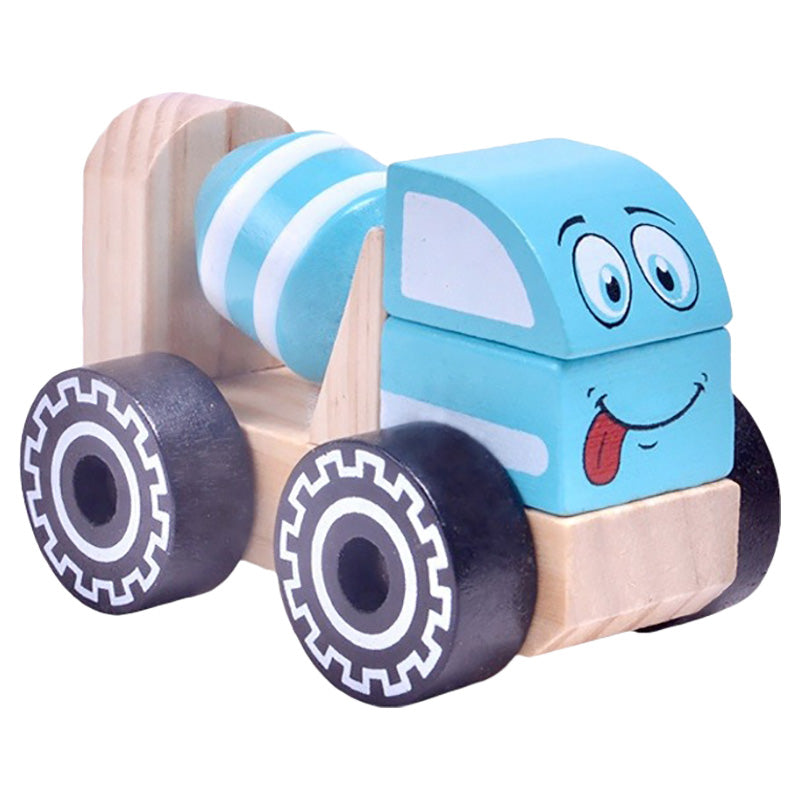 Acool Toys Mixer Truck Wooden Toy Car Assembly Blue Age- 18 Months & Above