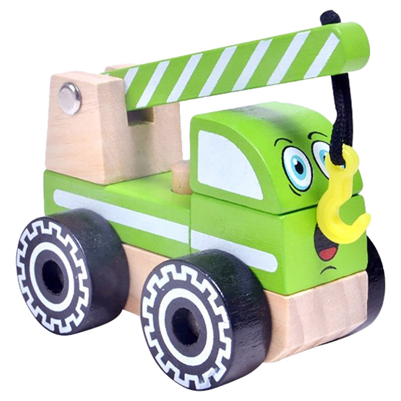 Acool Toys Crane Truck Wooden Toy Car Assembly Green Age- 18 Months & Above