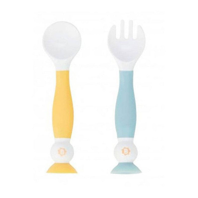 Badabulle Flexible Learning Cutlery Yellow/Blue B005416 Age- 6 Months & Above