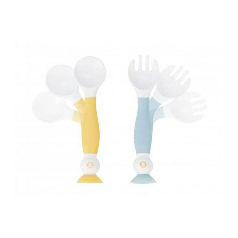 Badabulle Flexible Learning Cutlery Yellow/Blue B005416 Age- 6 Months & Above