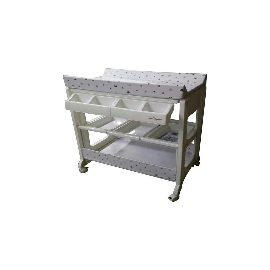 Bear Club  Elegant Stars Printed Baby 3-in-1 Diaper Changing Table with Bath Tub & Organizer HY-11 Grey Age-Newborn & Above