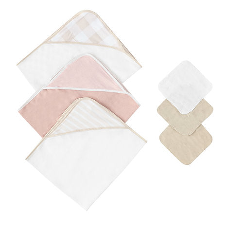 Motherschoice 6-Piece Baby Towel Set Pink/White/Beige IT4357