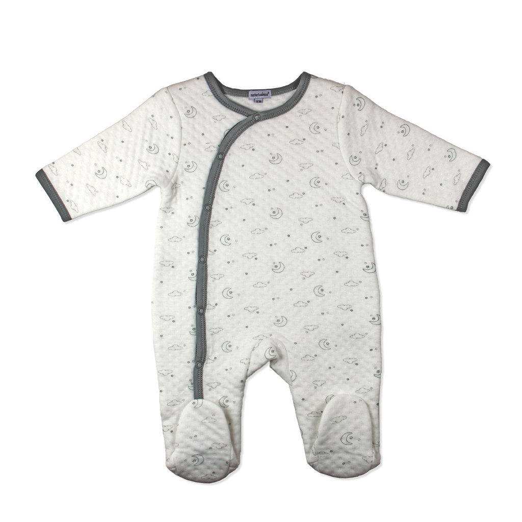 Motherschoice Baby Quilted Footed Sleep-suit White/Grey  IT1375