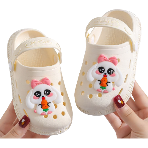 Pibi Girls Cute Bunny Rabbit Clogs White