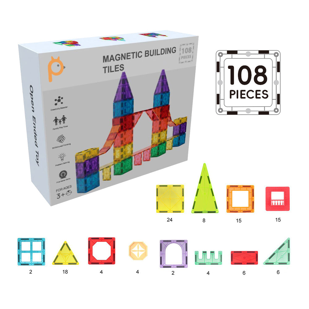 Pibi MNTL 108 Pieces Star Magnet Tile Toy Set (Classic) BH-MT04 Multicolor Age- 3 Years & Above