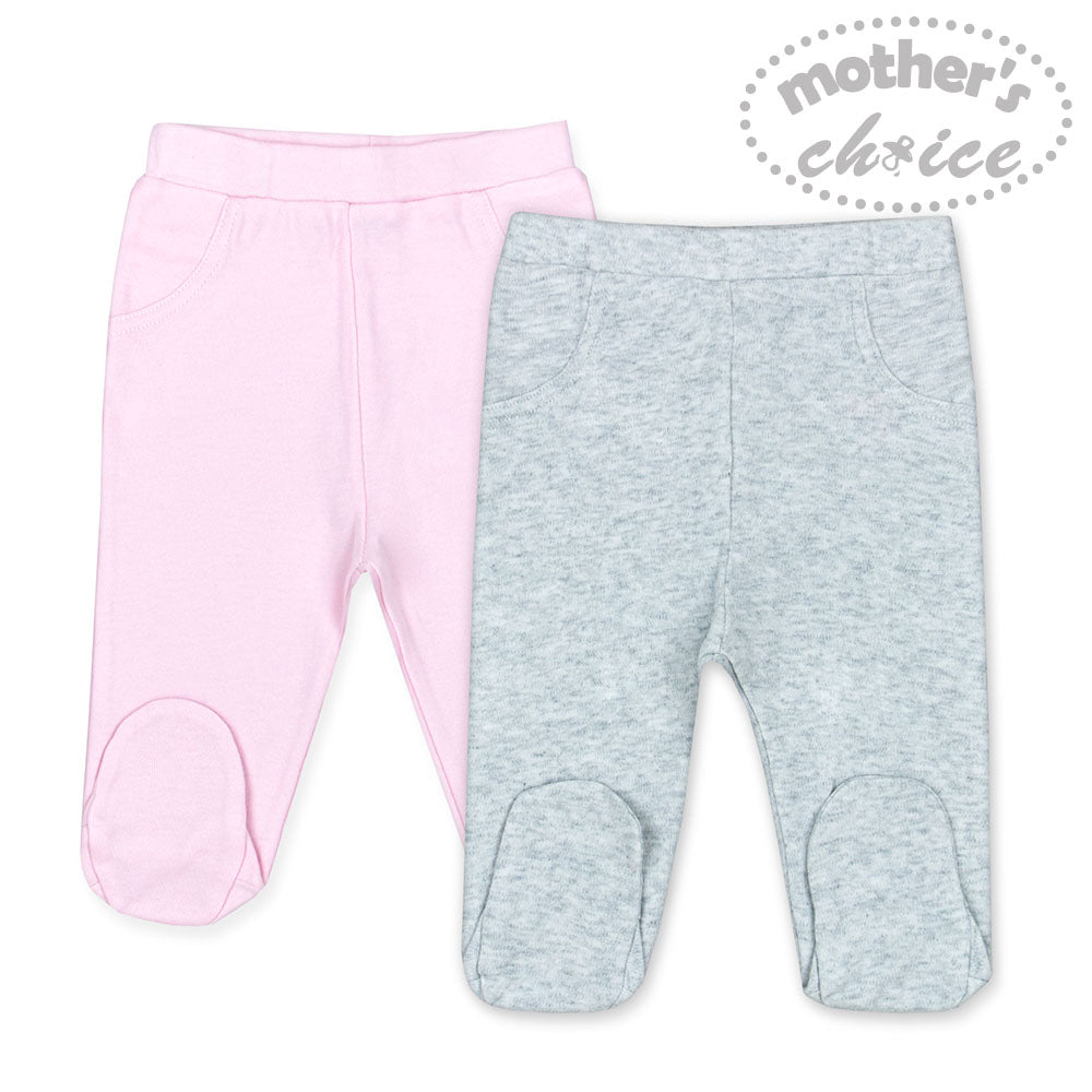 Motherschoice Baby Footed Leggings Pack of 2  Pink/Grey IT2770