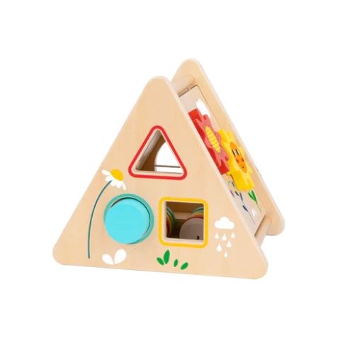 Tooky Toy 2-in-1 Activity Triangle+Shape Sorter Multicolor Age- 12 Months & Above