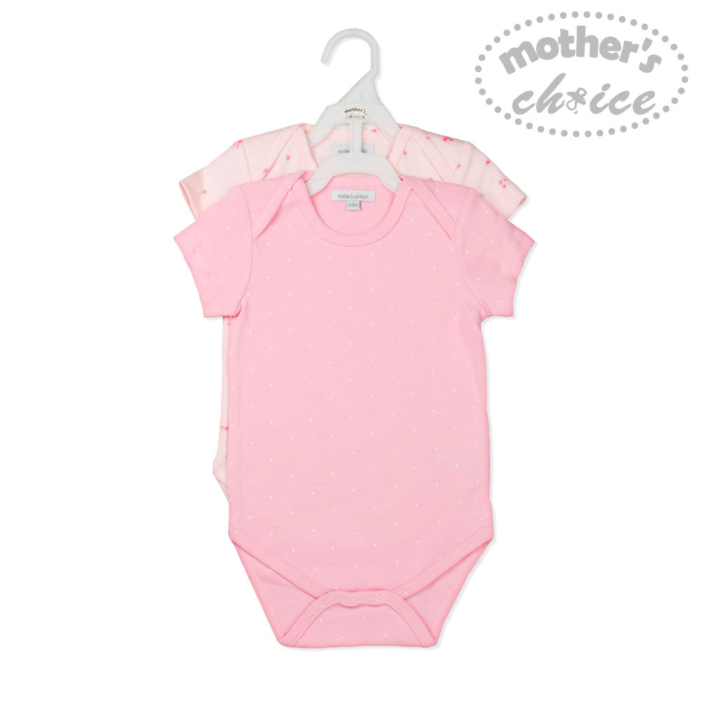 Motherschoice Infant Girls Envelope Short Sleeves Bodysuits Pack of 2 Pink IT10511