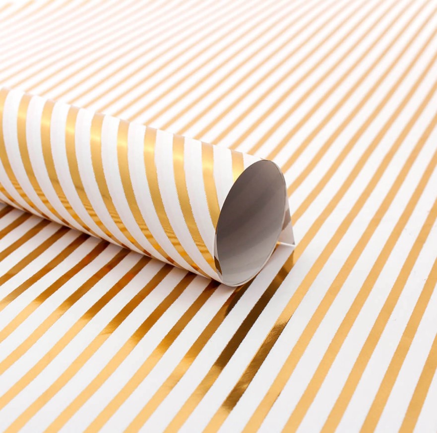 Pibi Metallic Stripes Gift Wrapping Paper 50 x 70 cm White/Gold